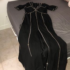 Terani Couture V Neck Gown w/Sleeves